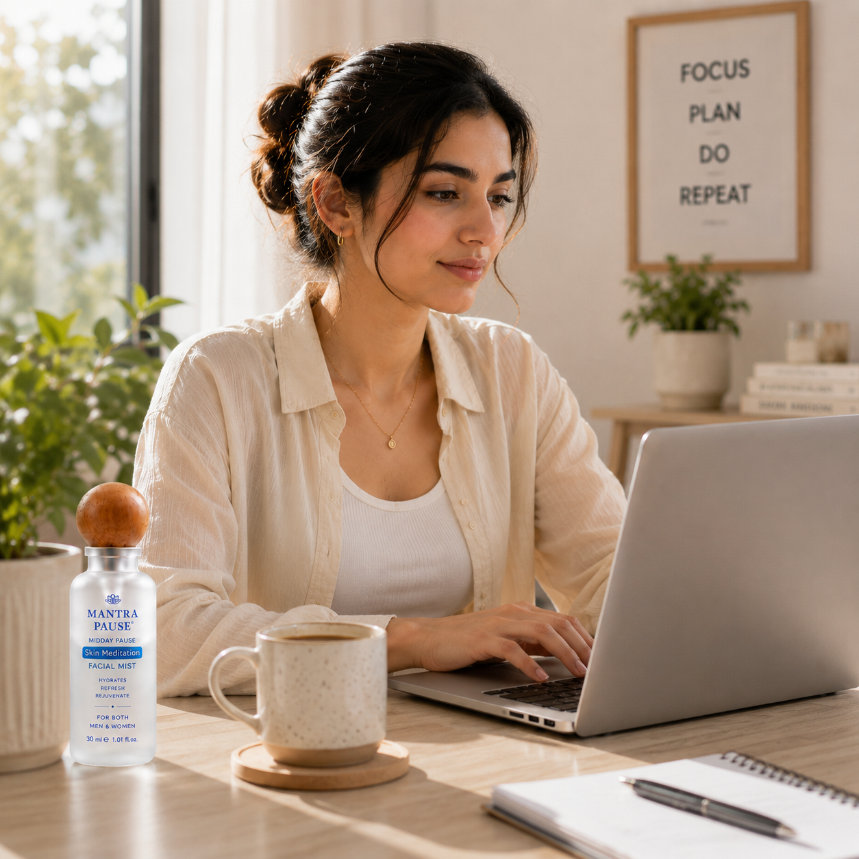 Laptop user using Mantra Pause