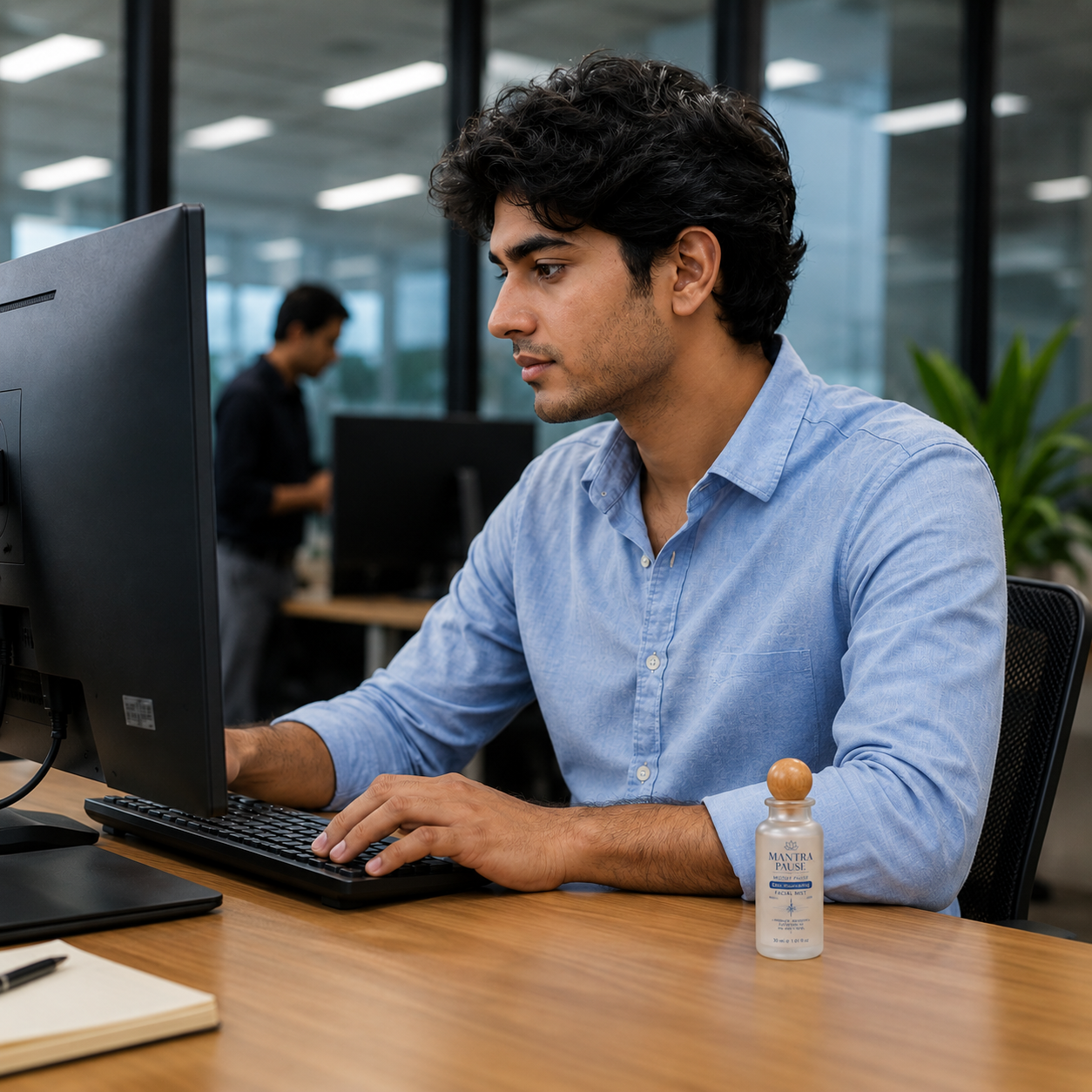 Laptop user using Mantra Pause